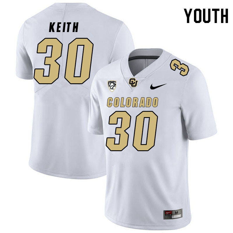 Youth #30 Braden Keith Colorado Buffaloes College Football Jerseys Stitched Sale-White - Click Image to Close
